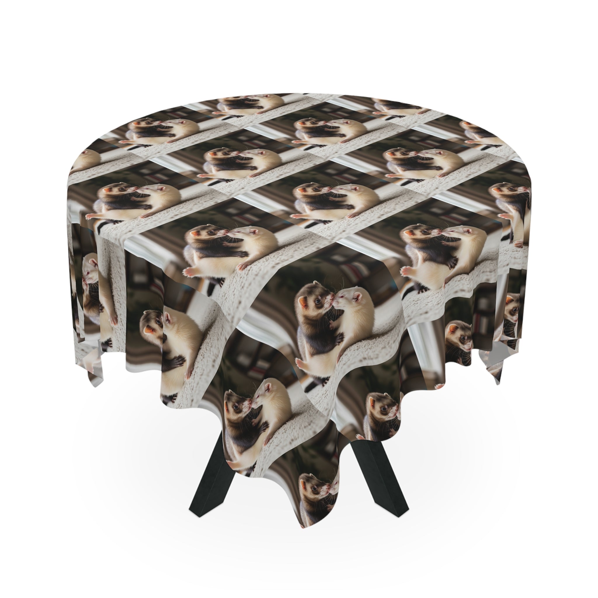 Cozy Ferret Pattern Tablecloth / Cute Repeating Ferret Print