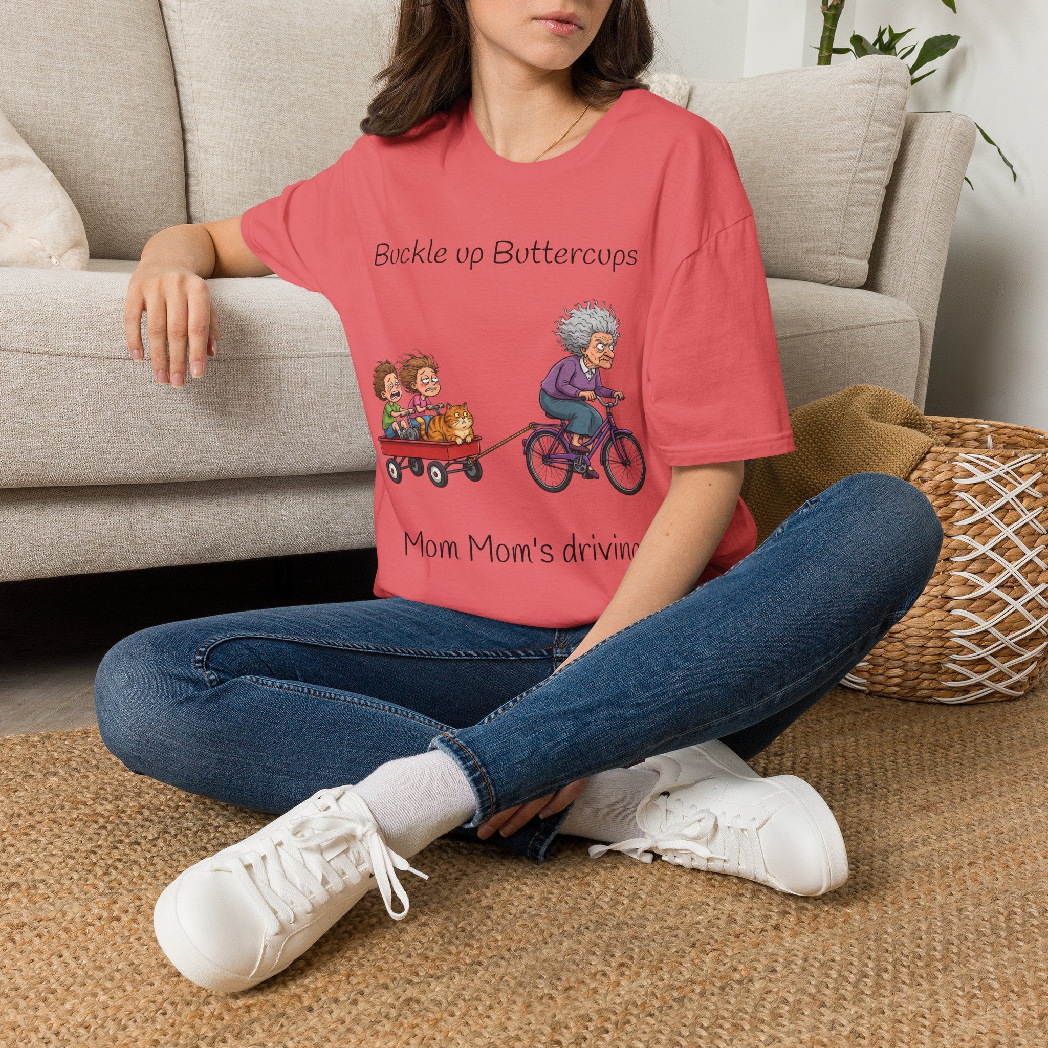 Buckle Up Buttercups Mom Mom's Driving Unisex Graphic T-Shirt – Novelty Cotton Tee