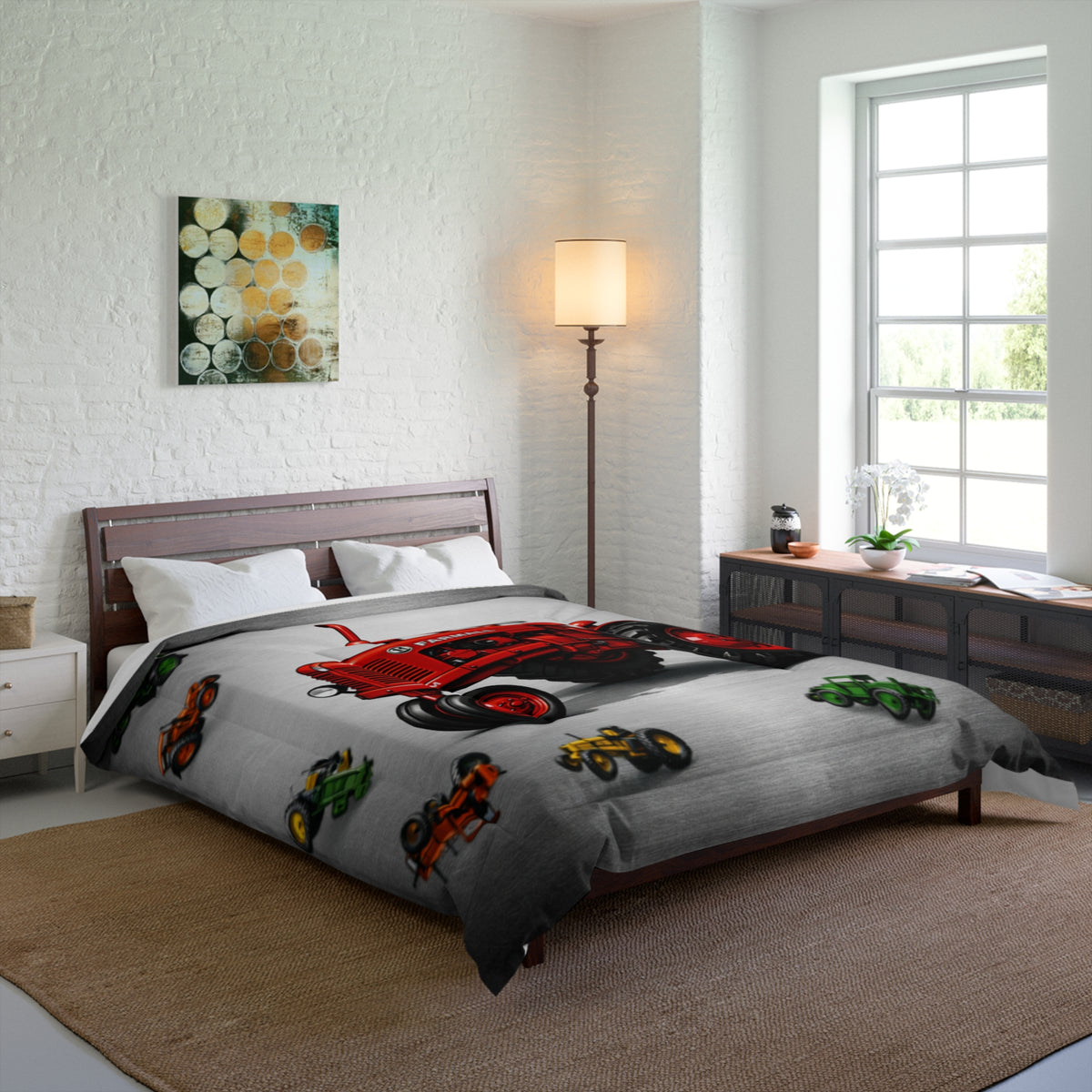 Vintage Farmall Tractor Comforter | Red Tractor Bedding, Farm Decor