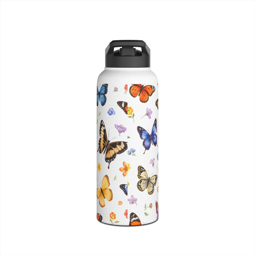 Butterfly Floral Pattern Stainless Steel Water Bottle | Standard Lid