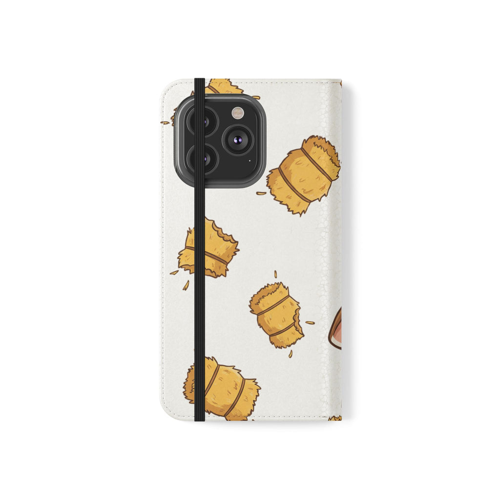 Cow & Hay Pattern Flip Case/ Cute Farm Animal Phone Wallet