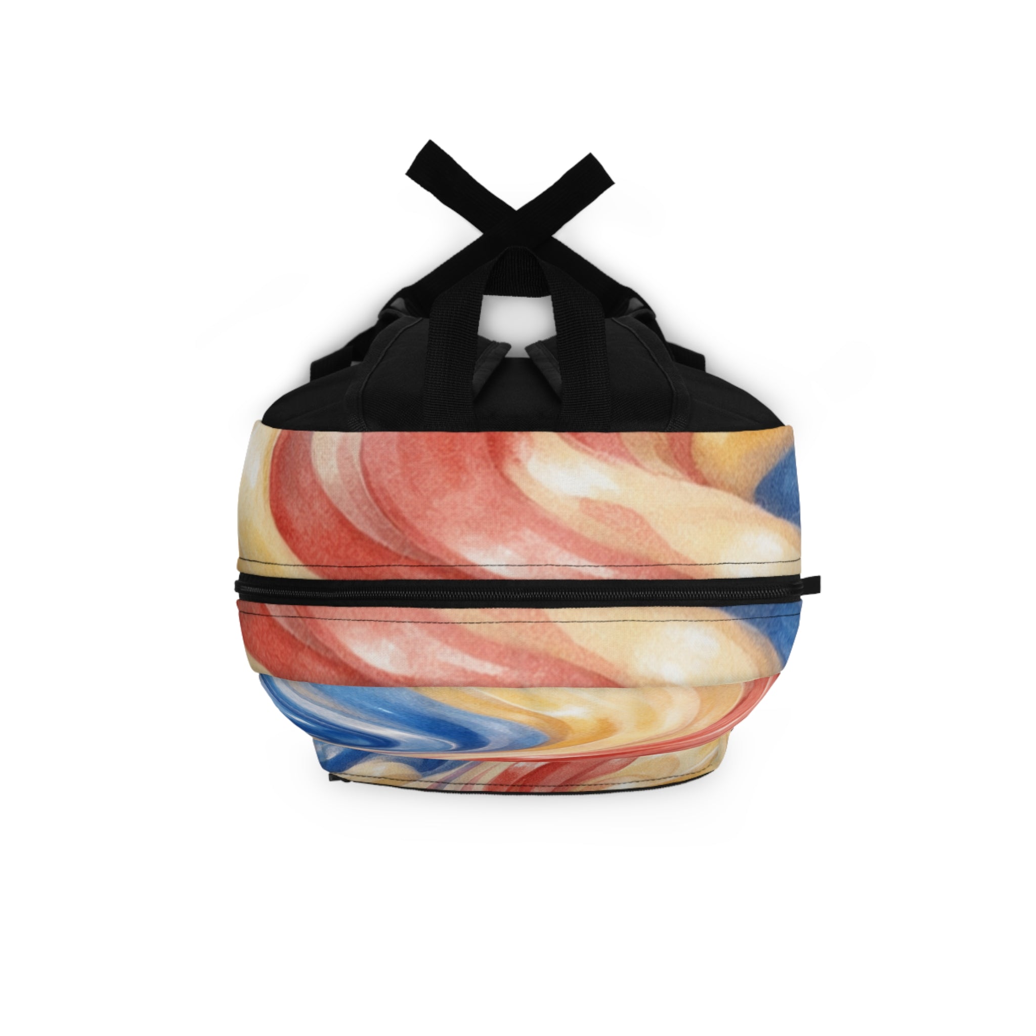 Backpack/Swirled Abstract Waves | Red Blue Yellow Marble Pattern