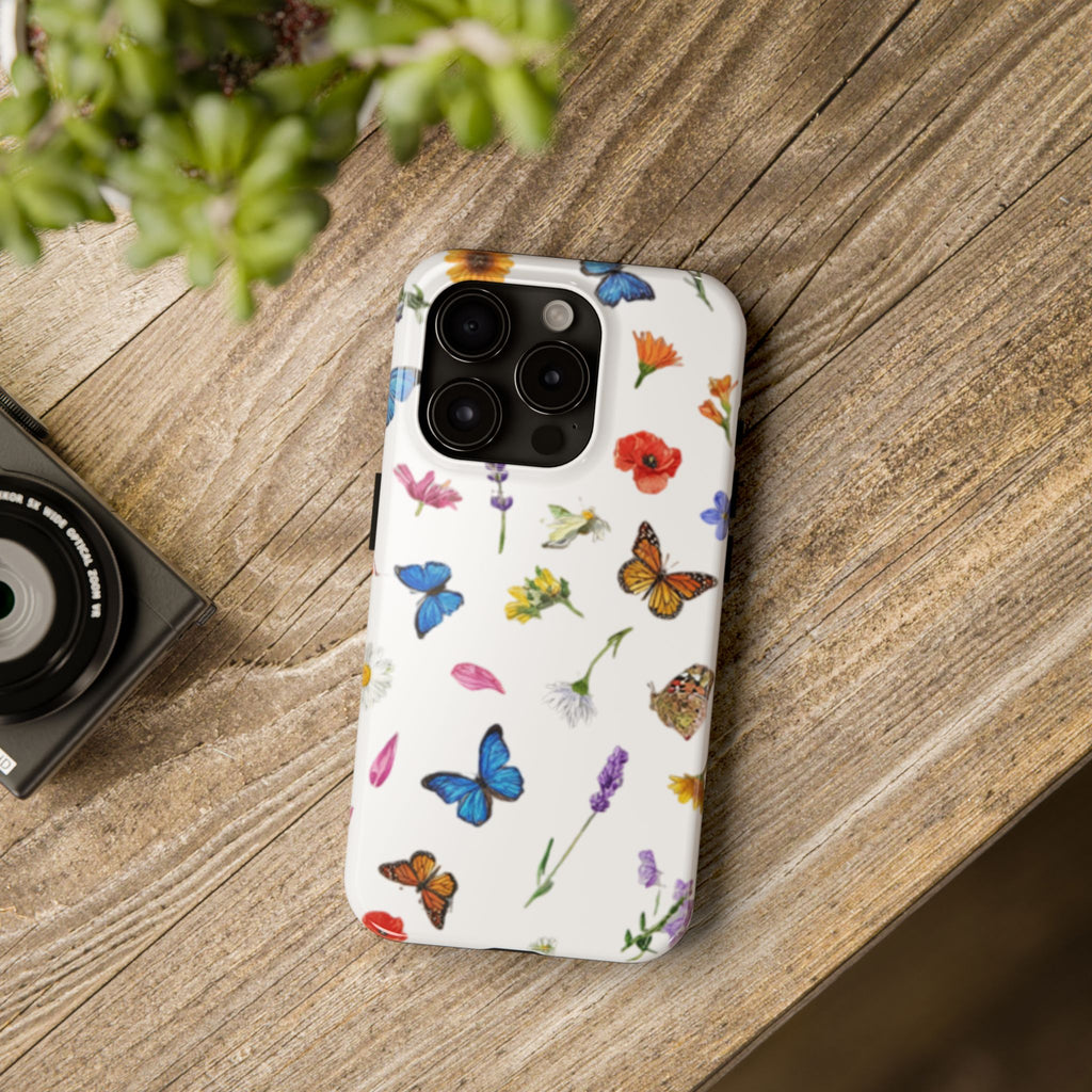 Butterfly Meadow Tough Phone Case / Floral Protective Phone Cover