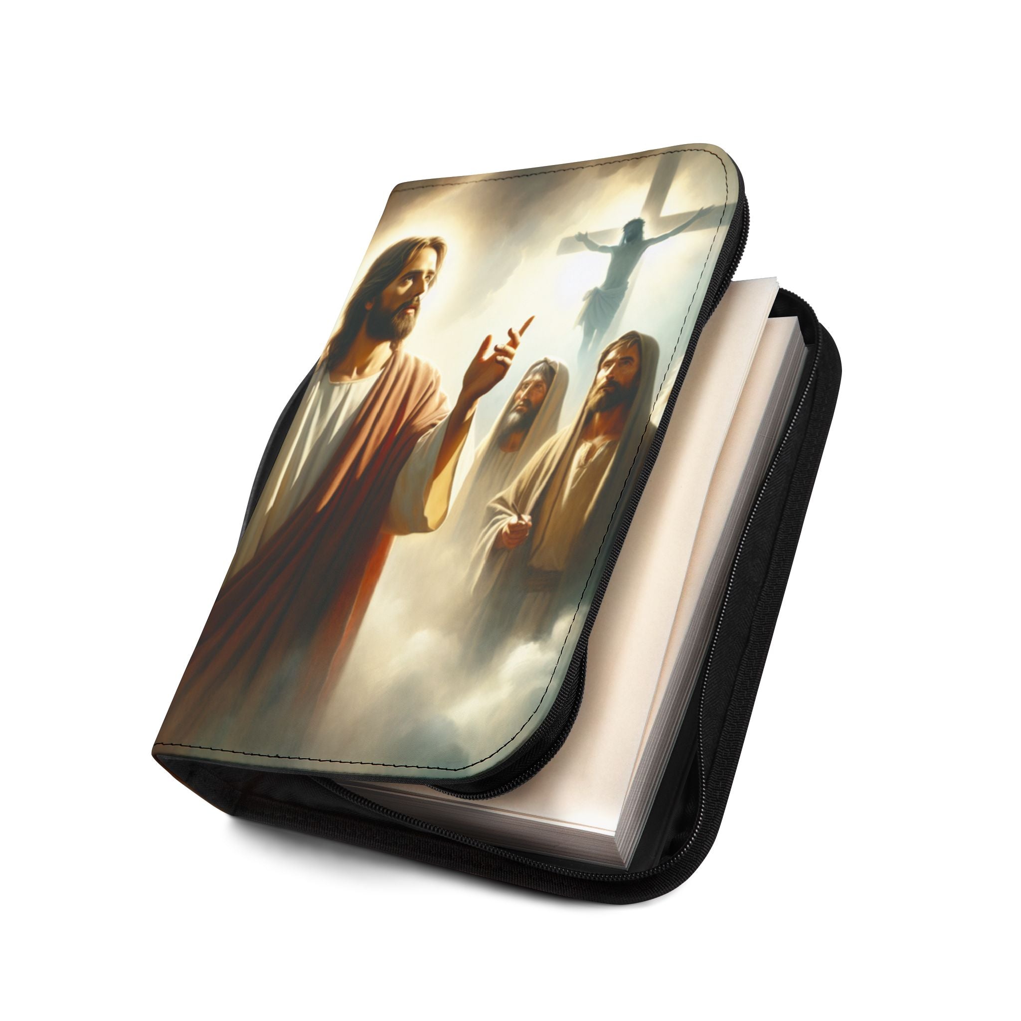 Bible Cover Jesus Crucifixion /Jesus Illustration Bible Cover | Isaiah 53:5 Scripture Zippered Cover/100% PU Leather