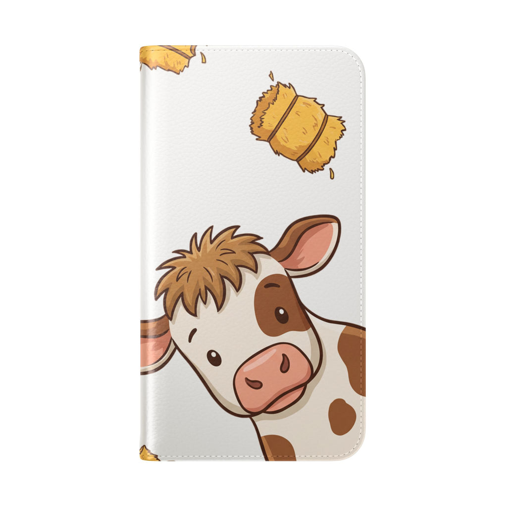 Cow & Hay Pattern Flip Case/ Cute Farm Animal Phone Wallet
