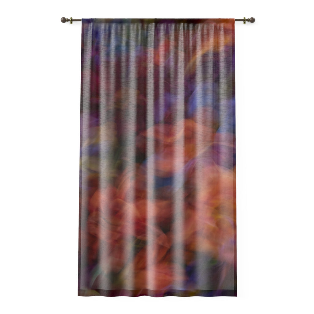 Abstract Bokeh Window Curtain / Warm Sunset Colors Sheer Curtain