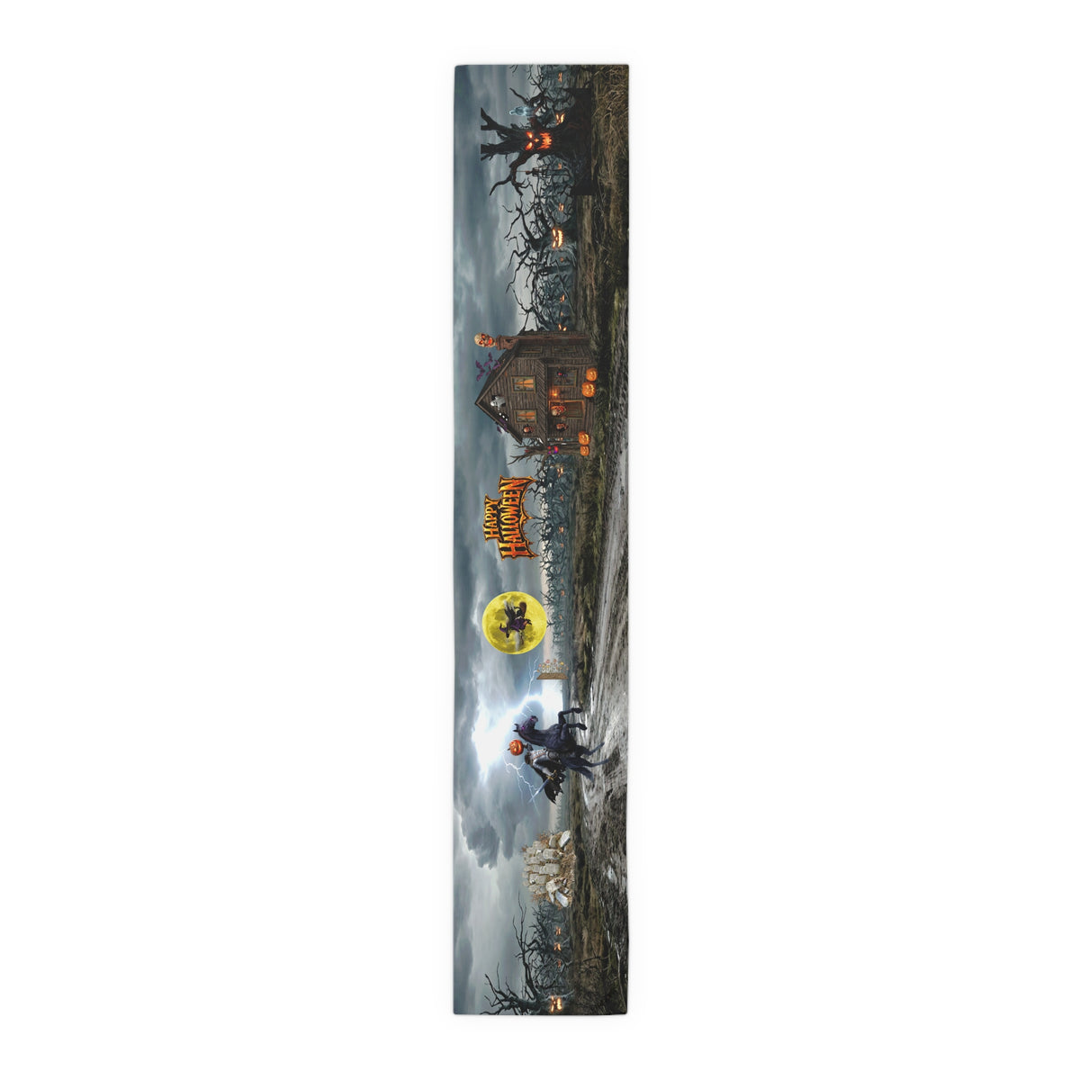 Headless Horseman Table Runner | Witch, Moonlit Haunted House – Halloween Gothic Decor