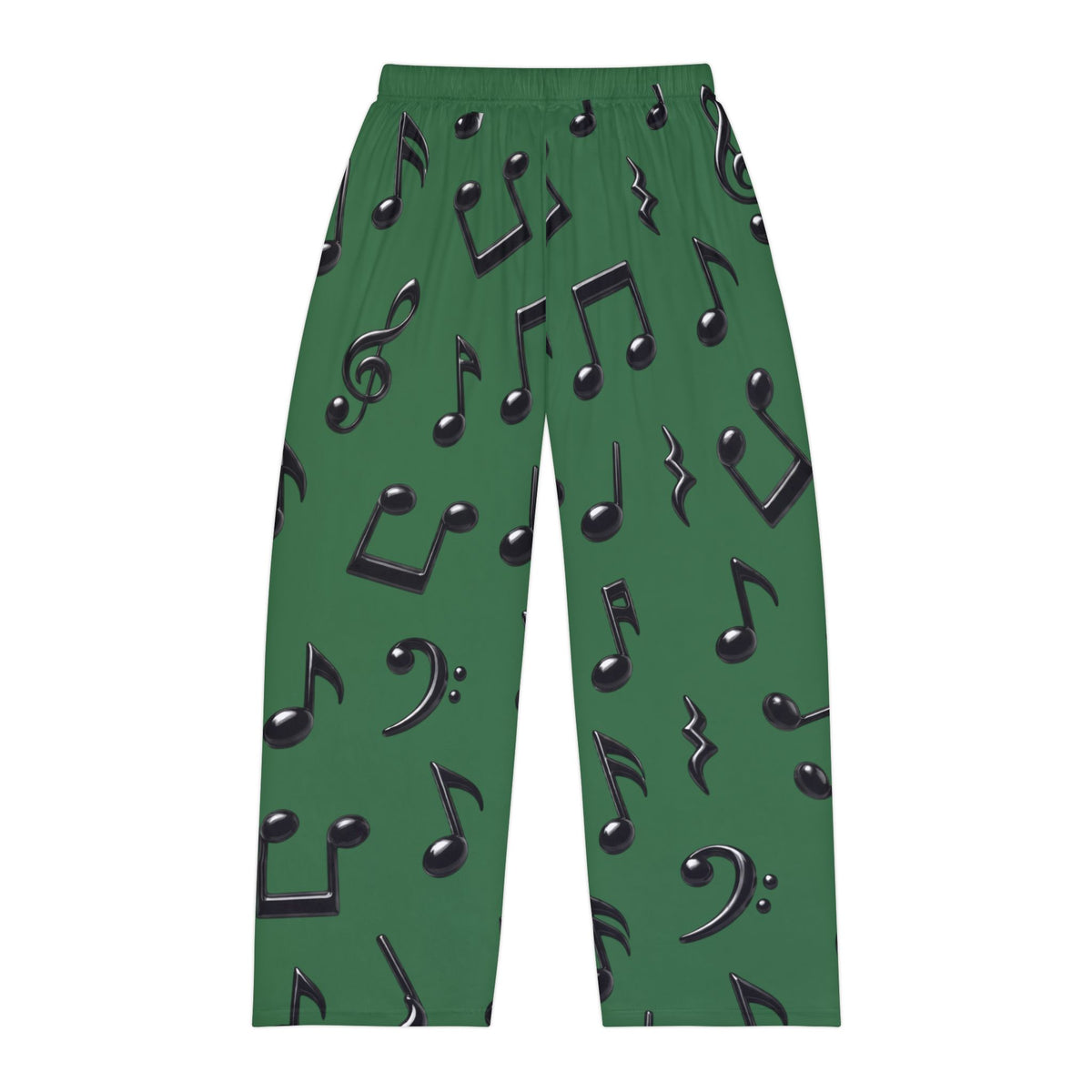 Black Music Notes Pajama Pants | Green Musical Note Mens Lounge Pants