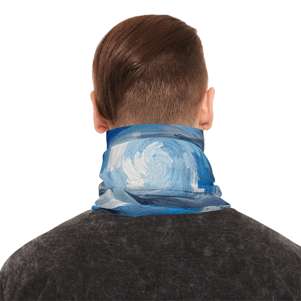 Blue Swirl Pattern Neck Gaiter | Abstract Spiral Design, Lightweight