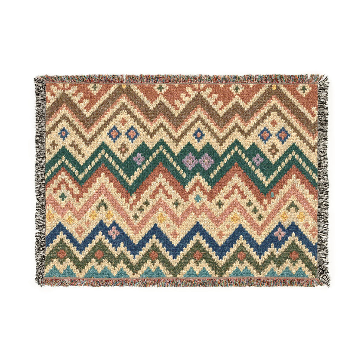 Southwestern Chevron Woven Blanket - Aztec Zigzag