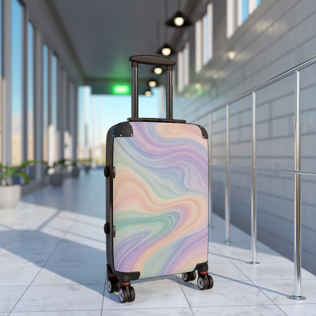 Psychedelic Swirl Colorful Marble Suitcase | Retro Travel Luggage