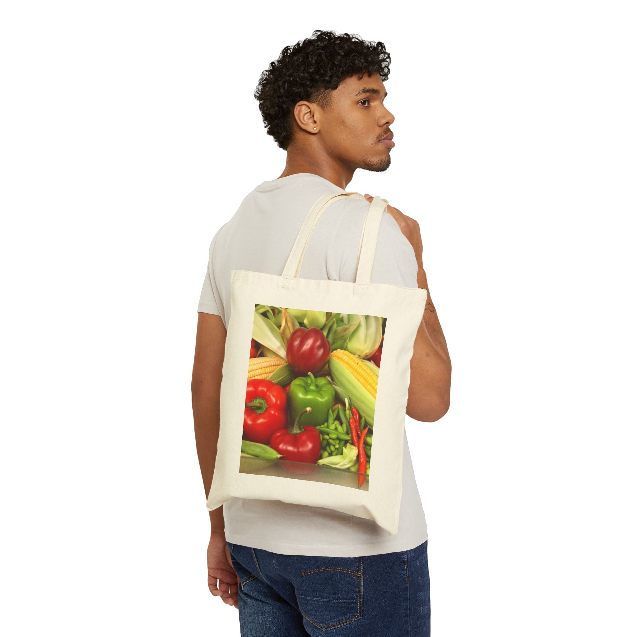 Canvas Tote Bag / Fresh Veggies Market Print | Farmers Market Grocery Tote