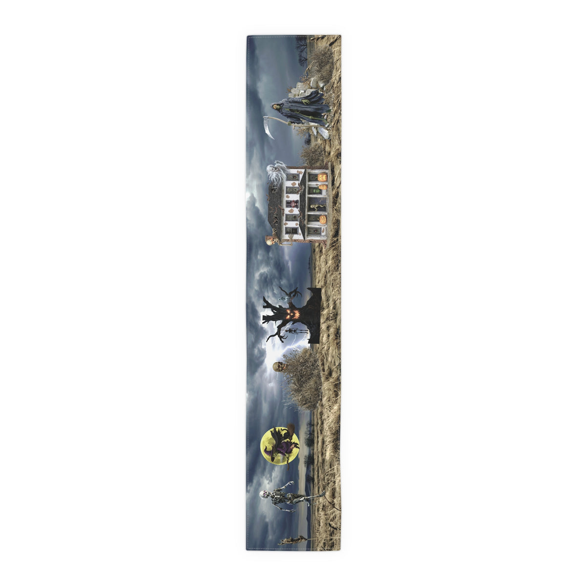 Haunted Mansion Table Runner | Moonlit Gothic Scene – Spooky Halloween Table Decor