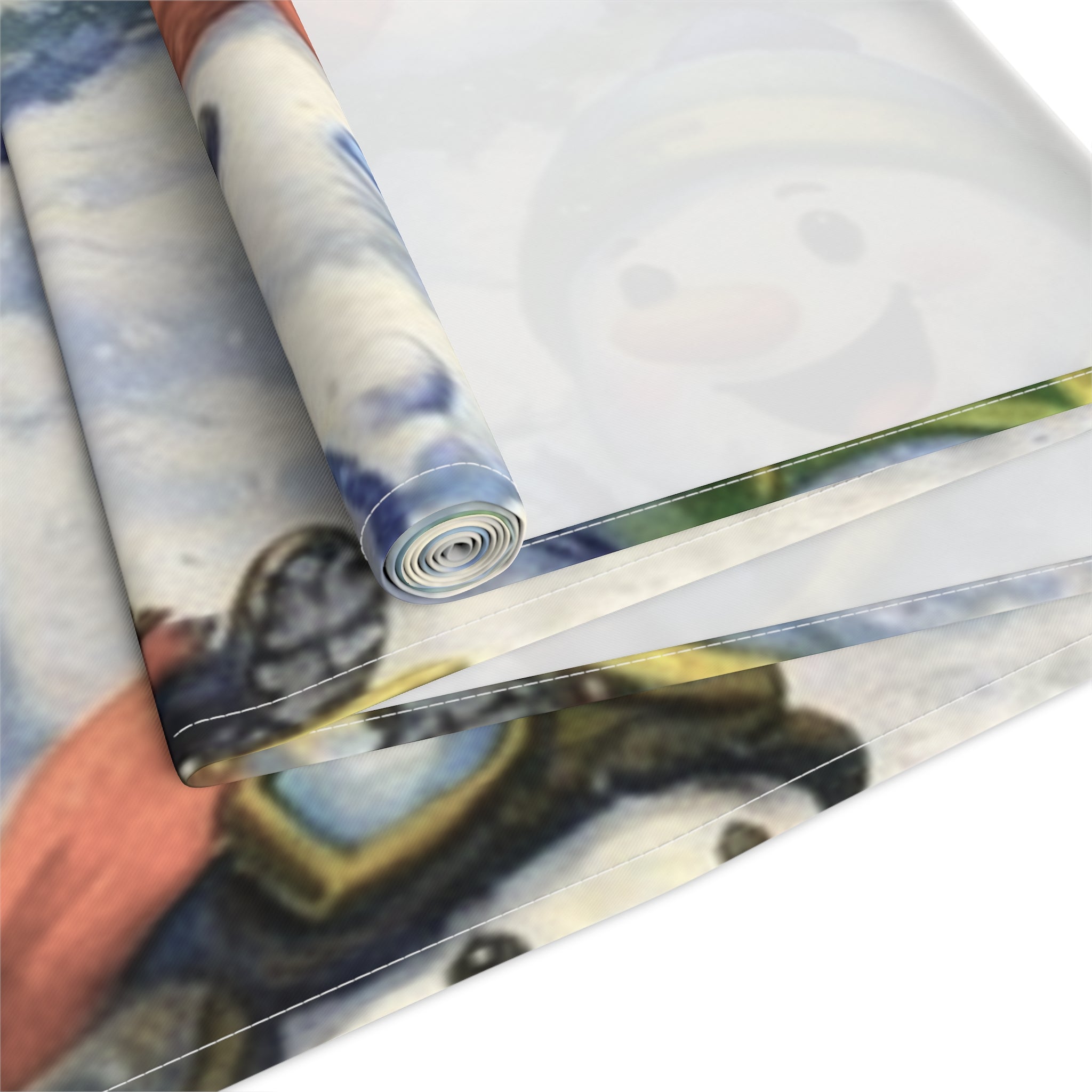 Snowman Winter Scene Table Runner | Holiday Snowball Fight