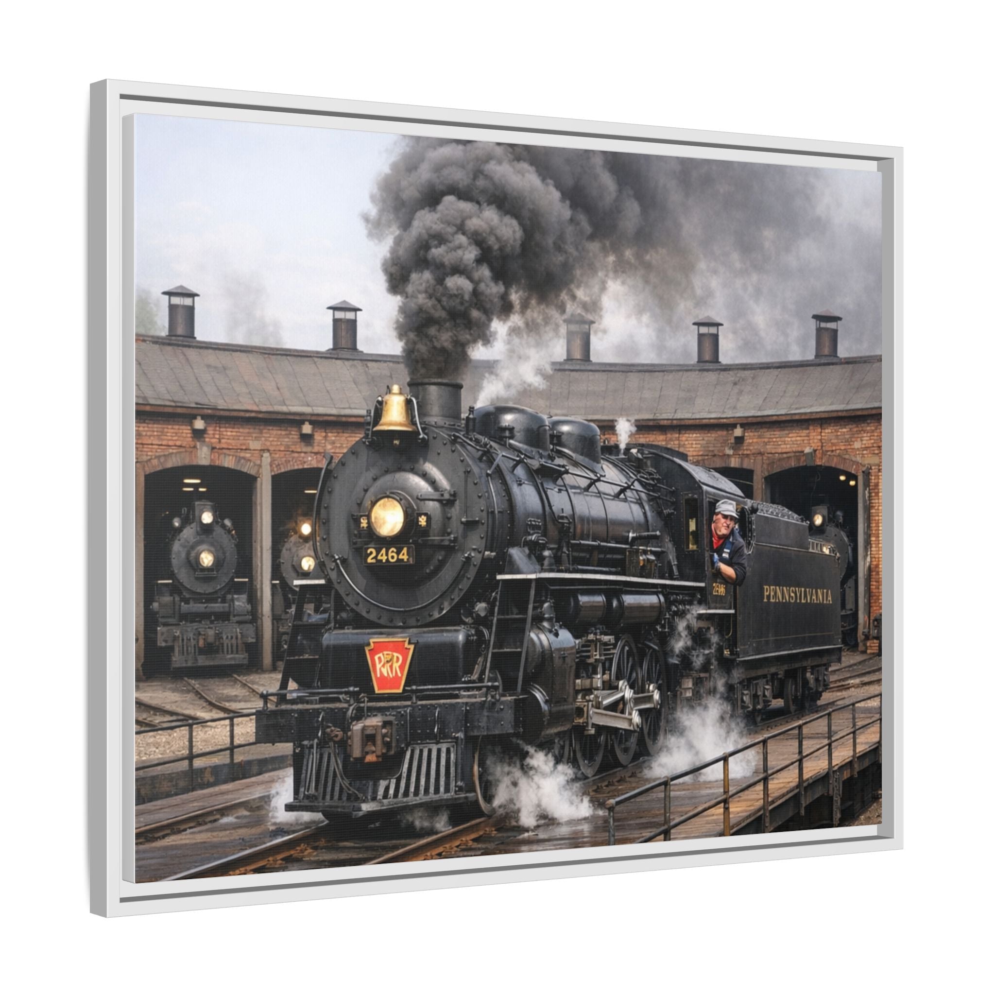 Framed Steam Train/Matte Canvas60 (Multi-color)