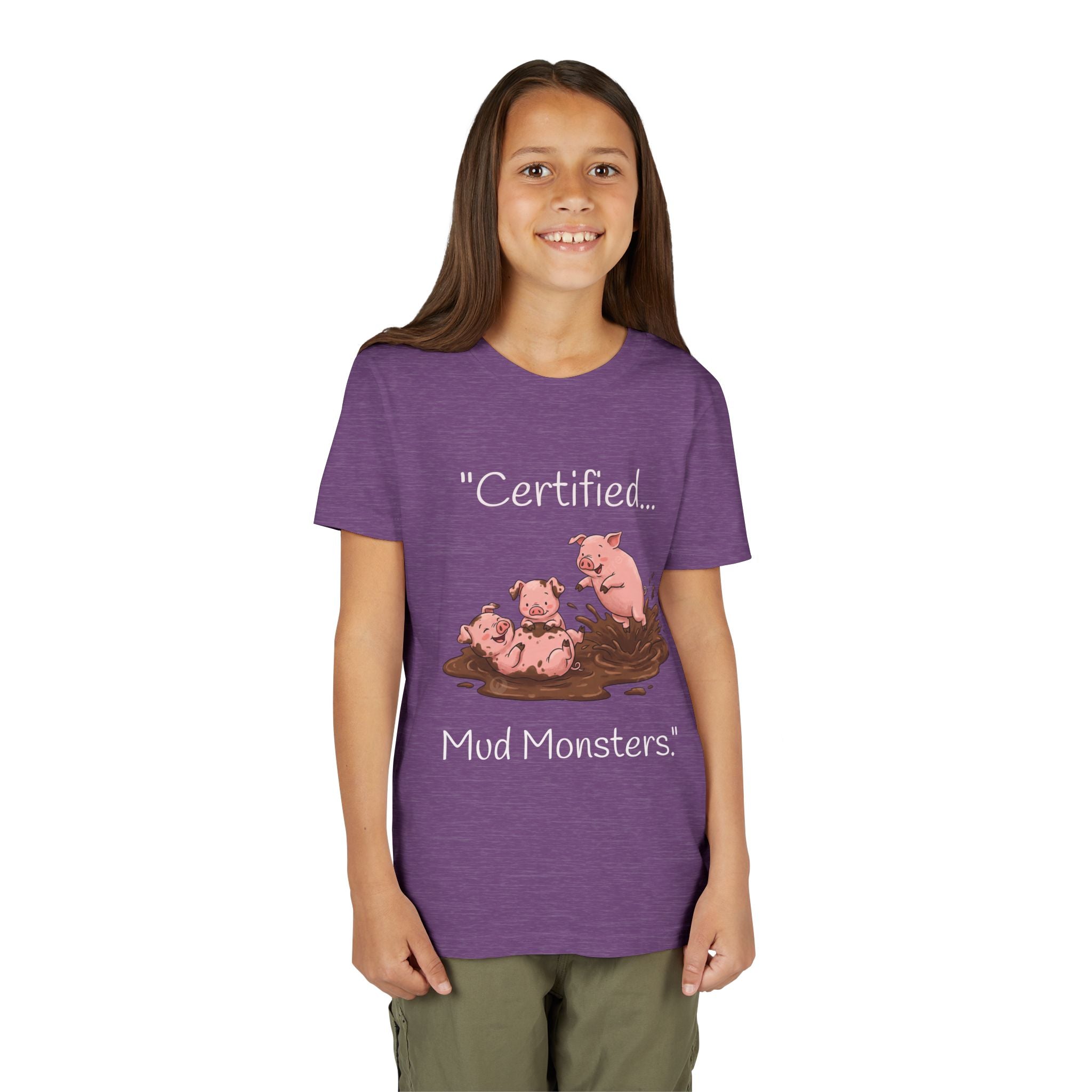 Youth Tee / "Certified Mud Monsters" Playful Piglets Graphic