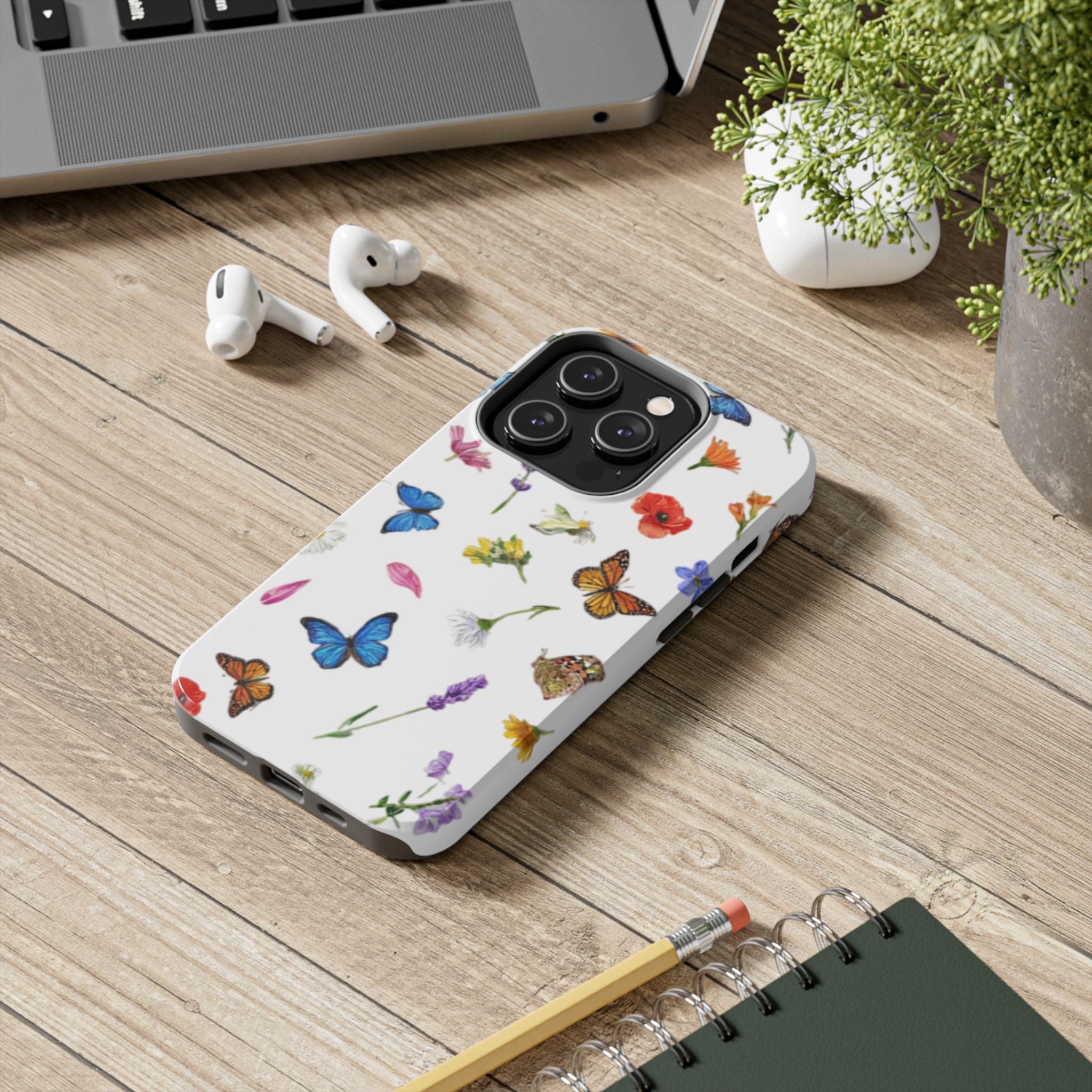 Butterfly Meadow Tough Phone Case / Floral Protective Phone Cover