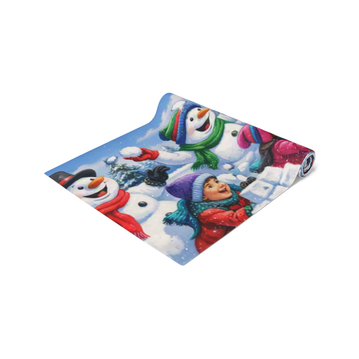 Snowball Fight Snowman Table Runner | Winter Christmas Table Decor