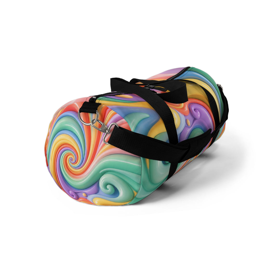 Colorful Swirl Duffel Bag — Retro Rainbow Travel & Gym Bag