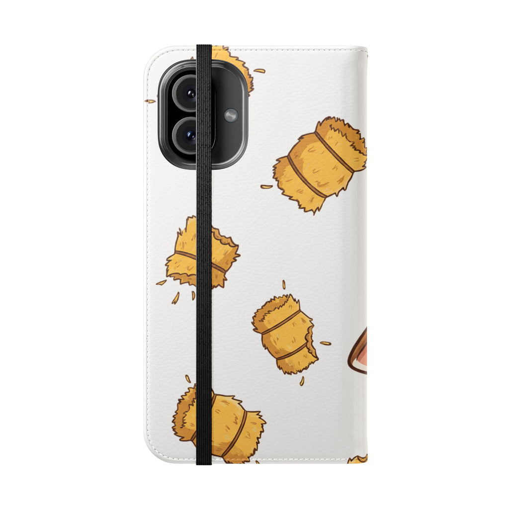 Cow & Hay Pattern Flip Case/ Cute Farm Animal Phone Wallet