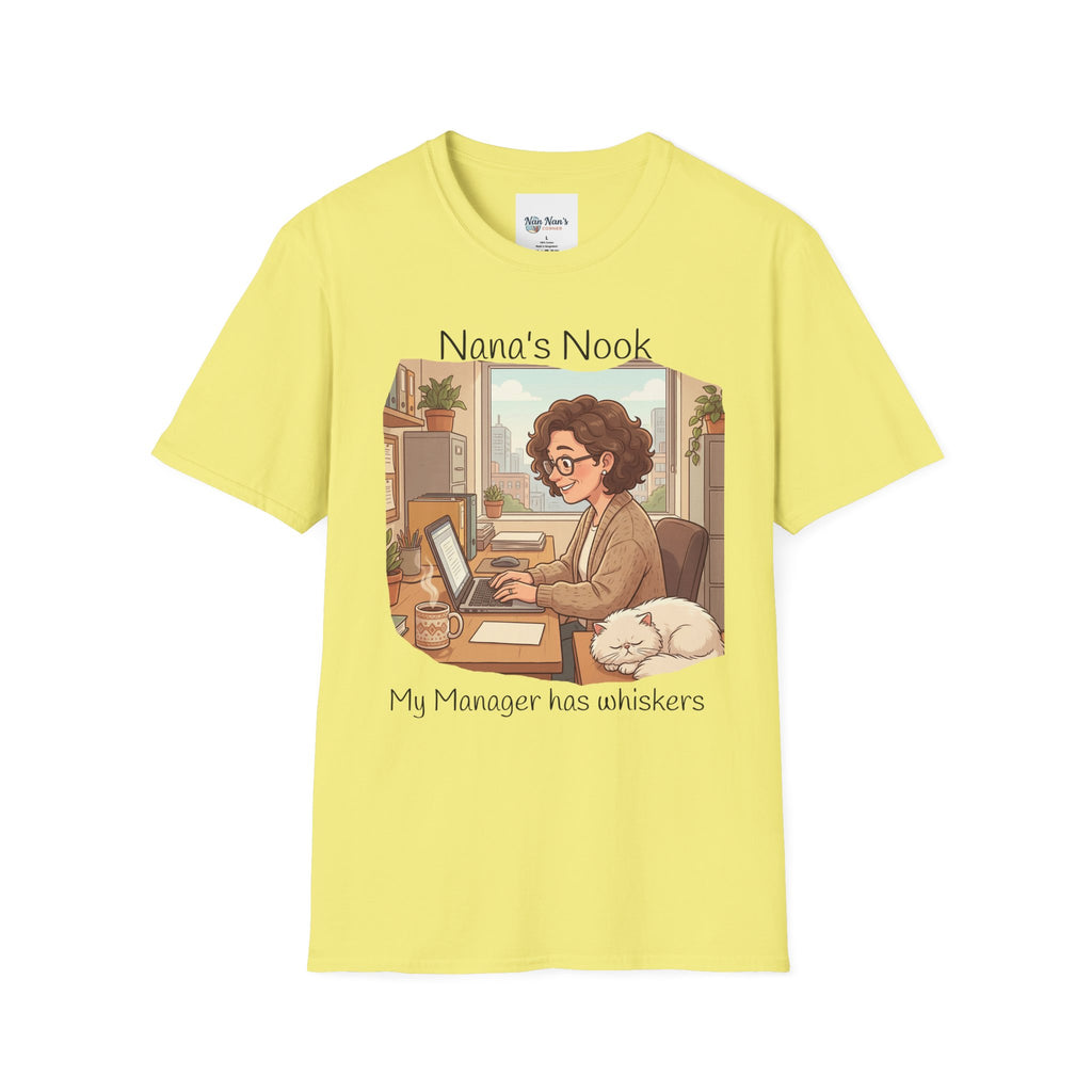 T-Shirt / "Nana's Nook: My Manager Has Whiskers" Cozy Grandma Cat Lover Tee