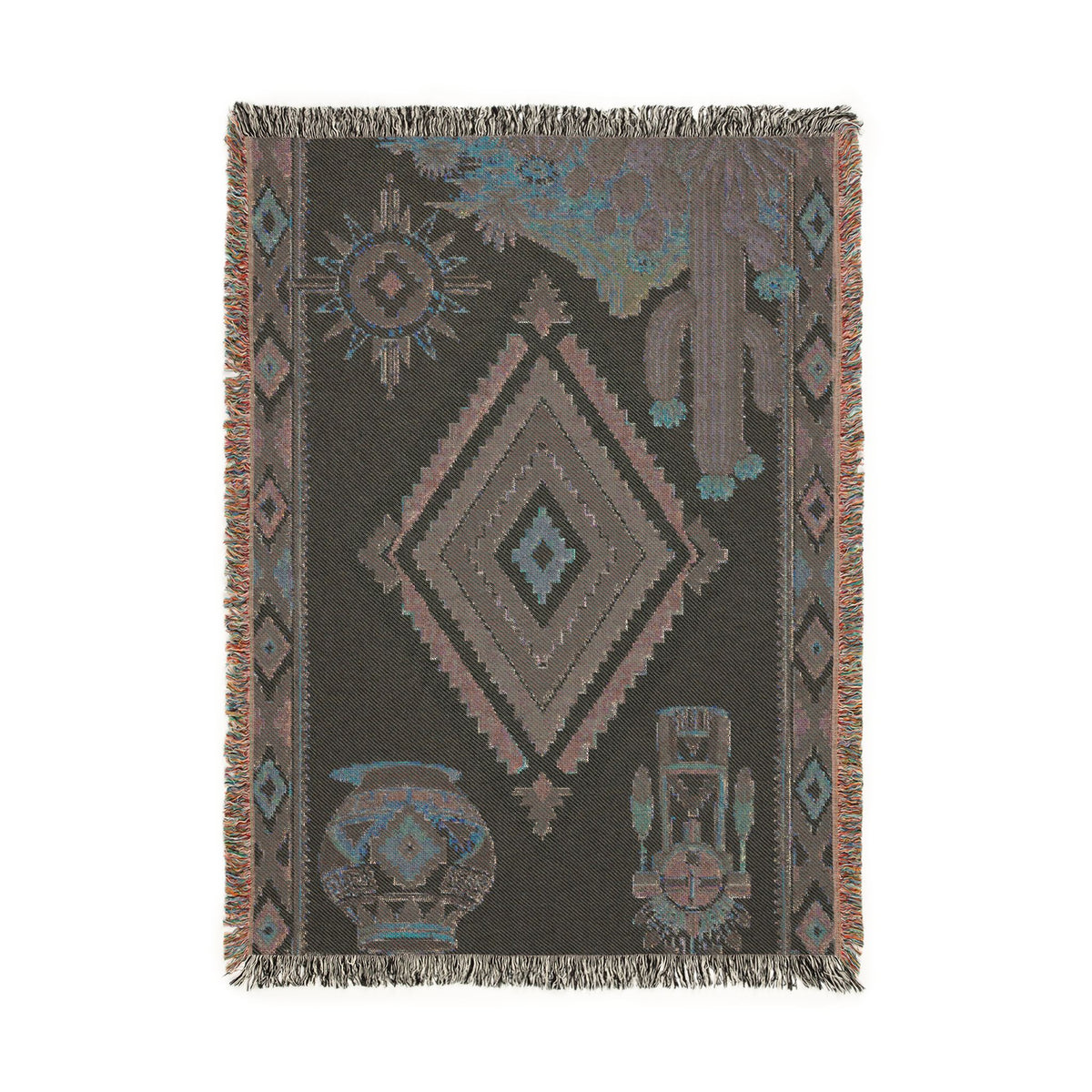 Southwestern Diamond Woven Blanket - Navajo Cactus