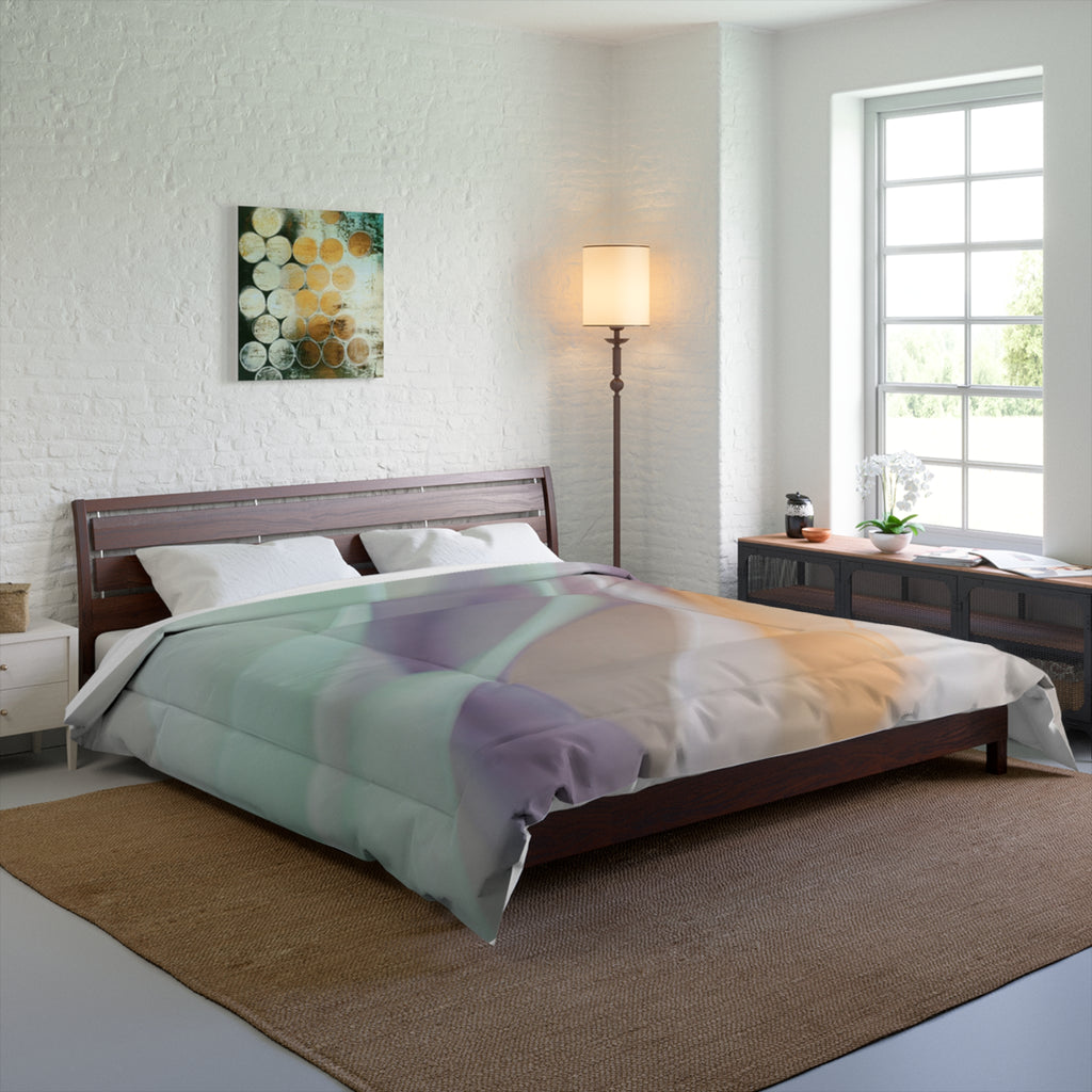 Pastel Wave Comforter / Abstract Soft Gradient Bedding for Calm Bedrooms