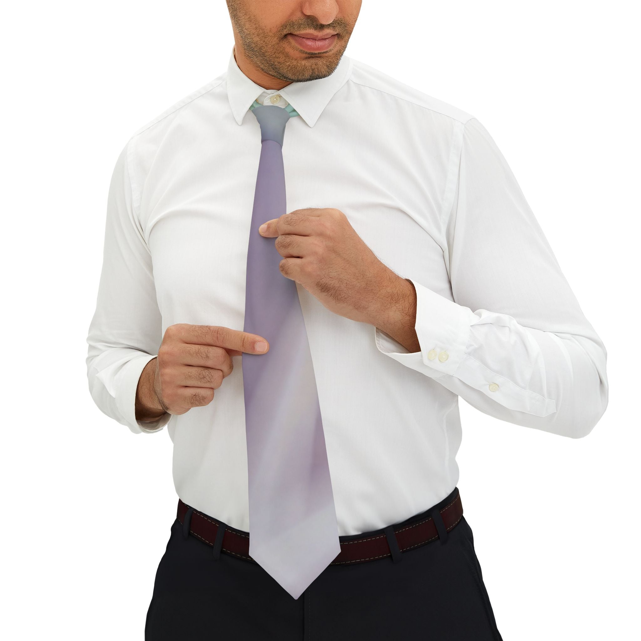 Pastel Gradient Necktie — Soft Beige & Mint Ombre Tie for Weddings, Spring Dressing