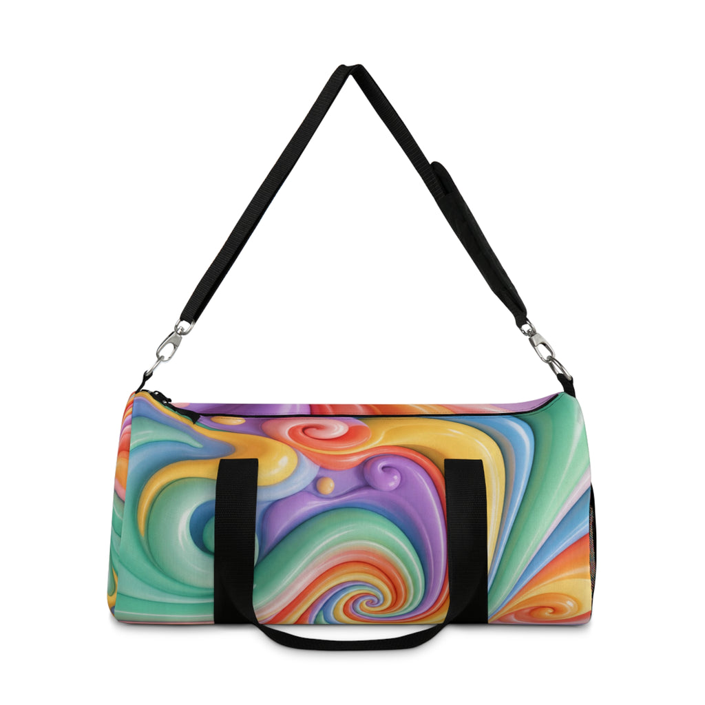 Colorful Swirl Duffel Bag — Retro Rainbow Travel & Gym Bag