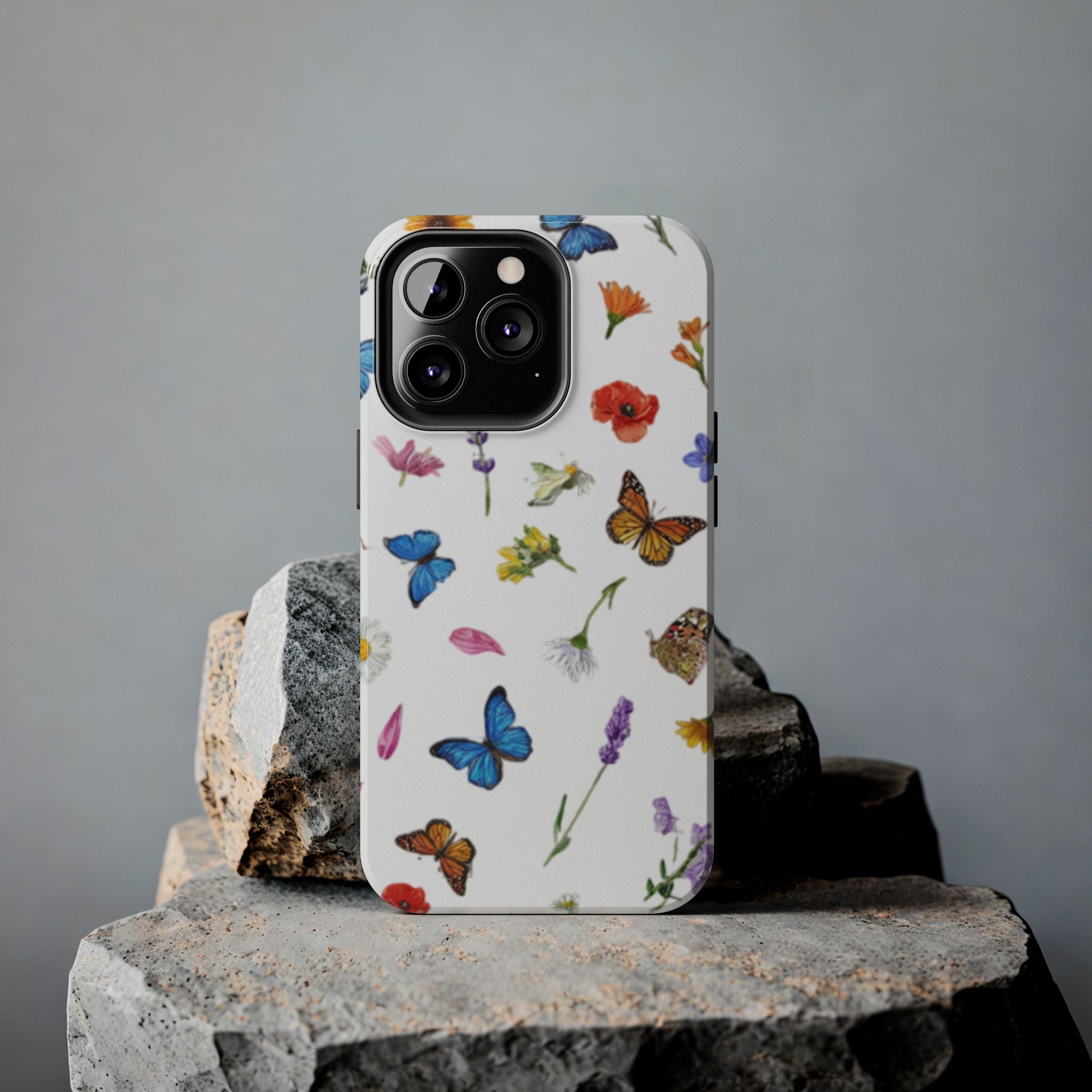 Butterfly Meadow Tough Phone Case / Floral Protective Phone Cover