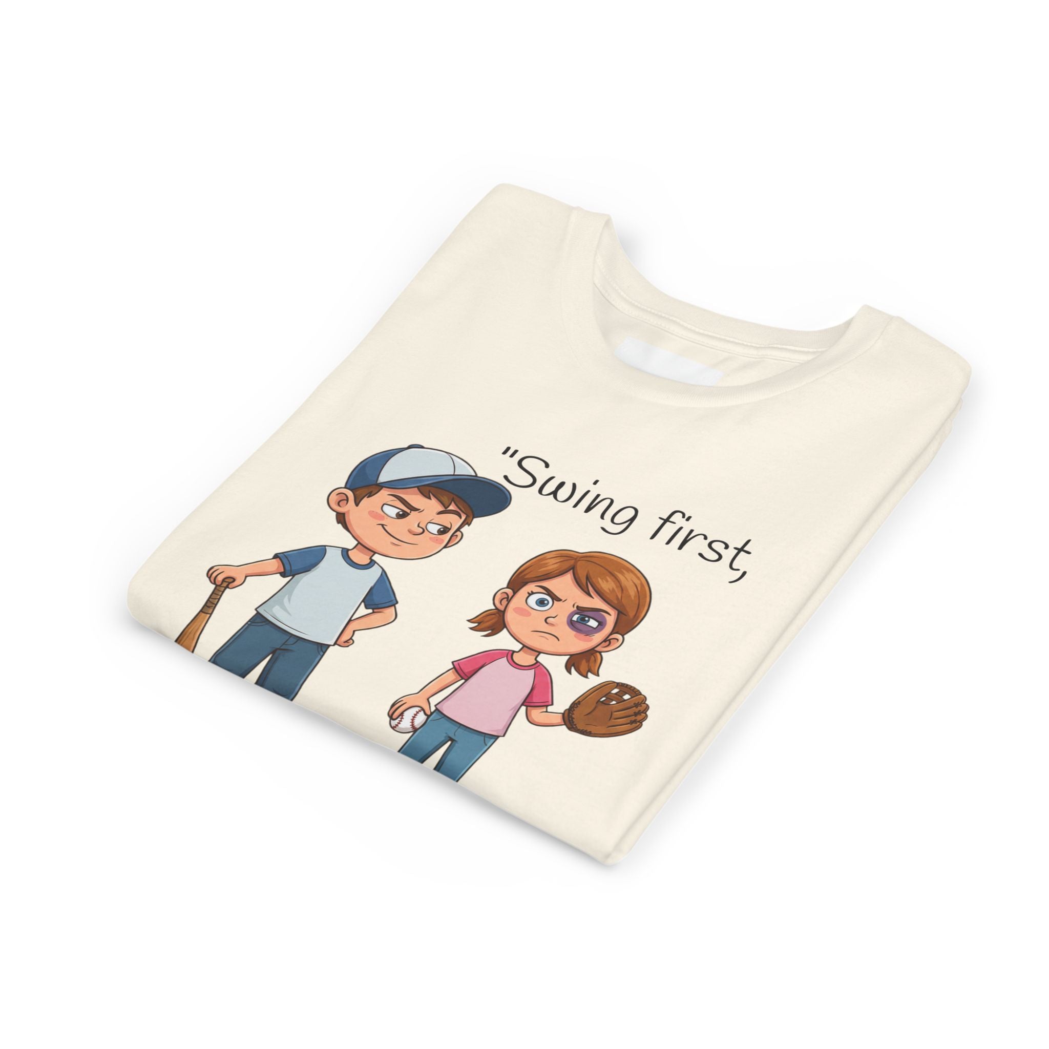 Youth Tee / "Swing First, Apologize Later" Baseball & Softball Kids Shirt
