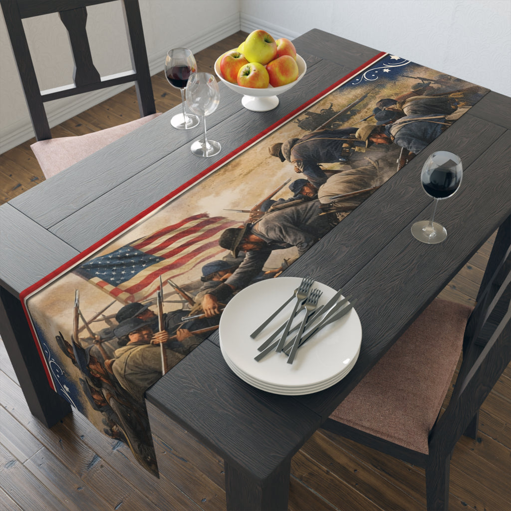 Civil War Soldiers Table Runner | Historical Battle Scene