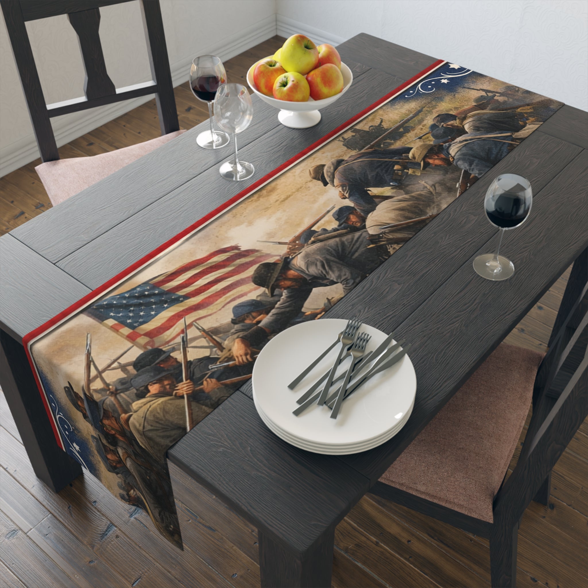 Civil War Soldiers Table Runner | Historical Battle Scene