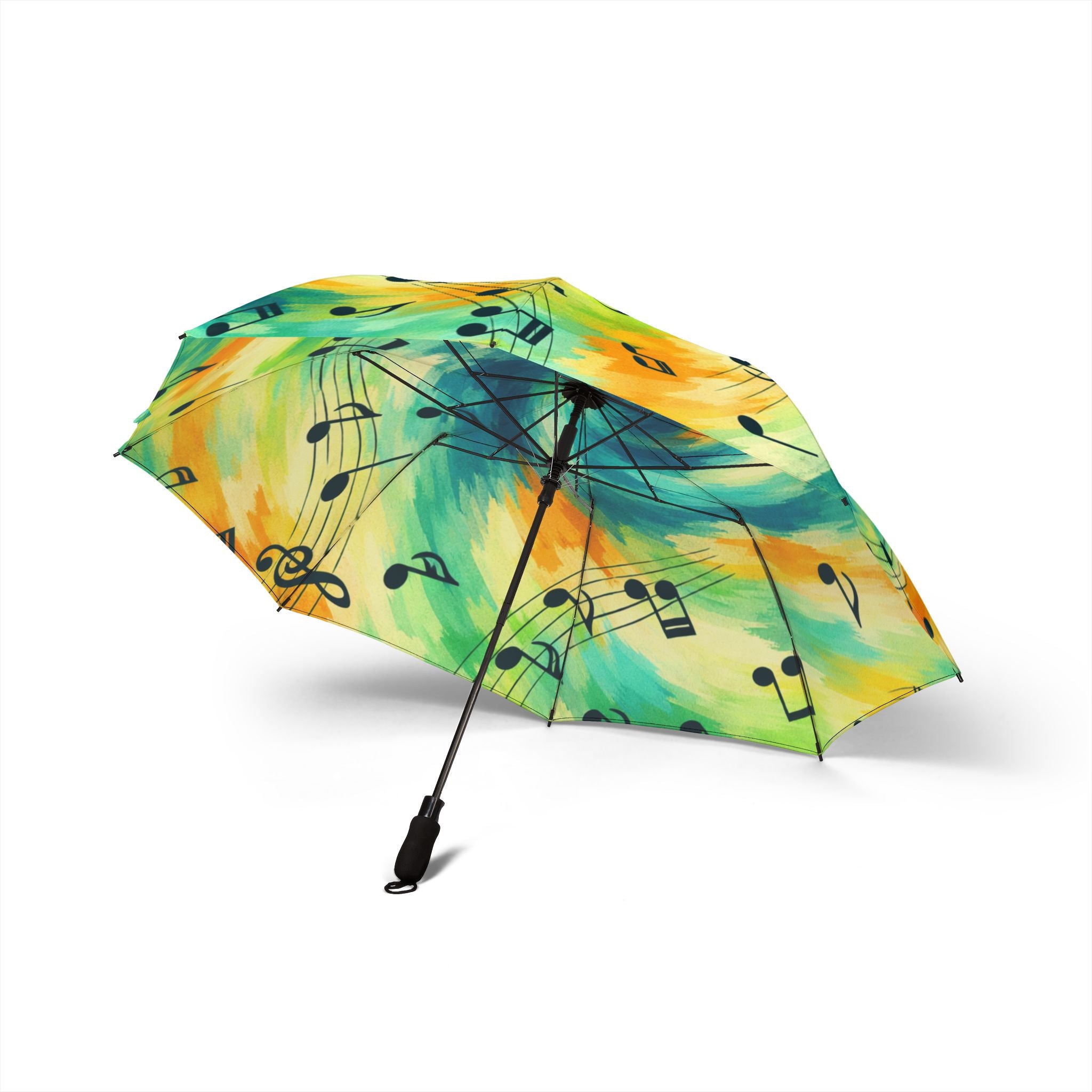Musical Notes Swirl Umbrella | Colorful Music Pattern Foldable Umbrella