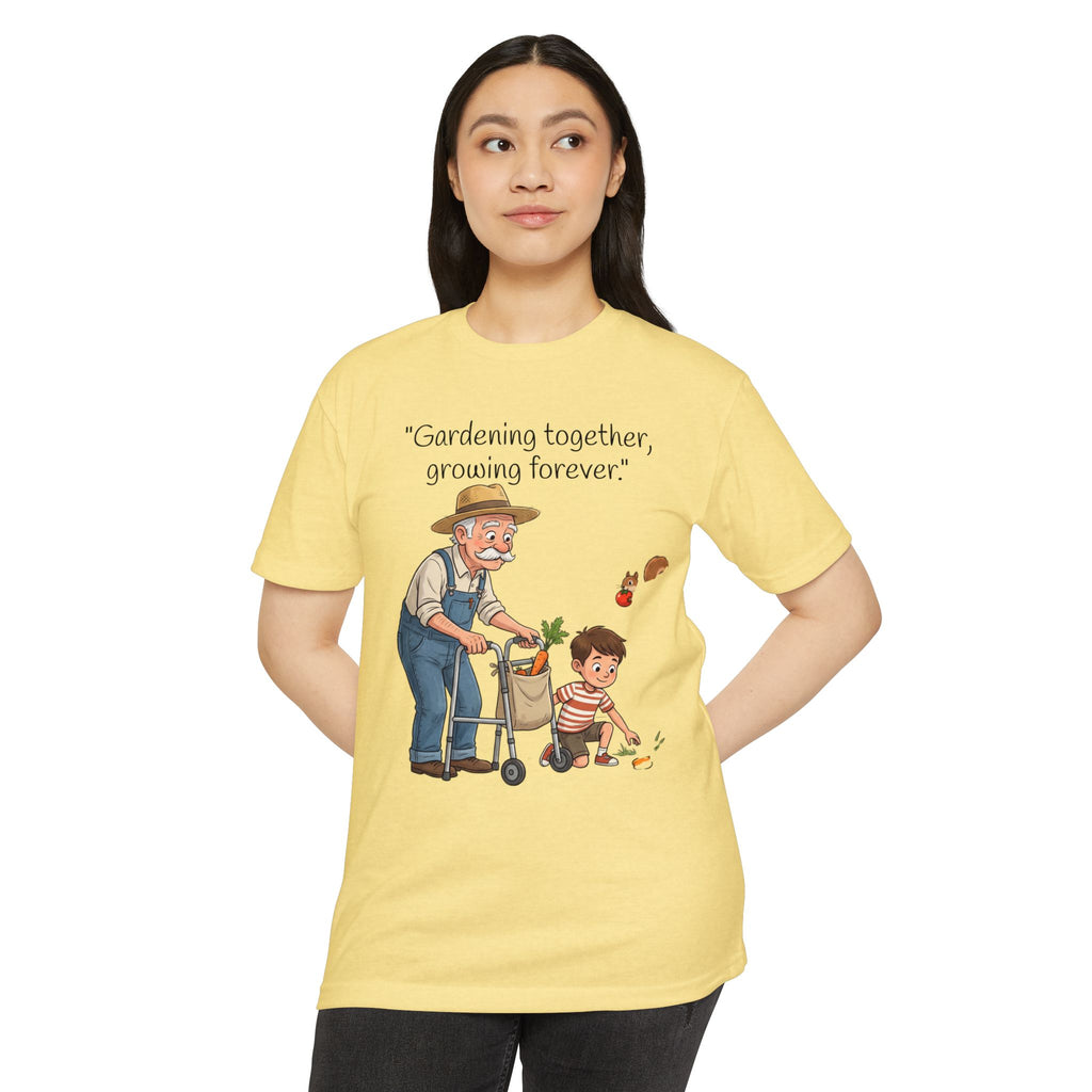 Gardening Together T-Shirt — "Gardening together, growing forever." Grandparent & Child Garden Tee