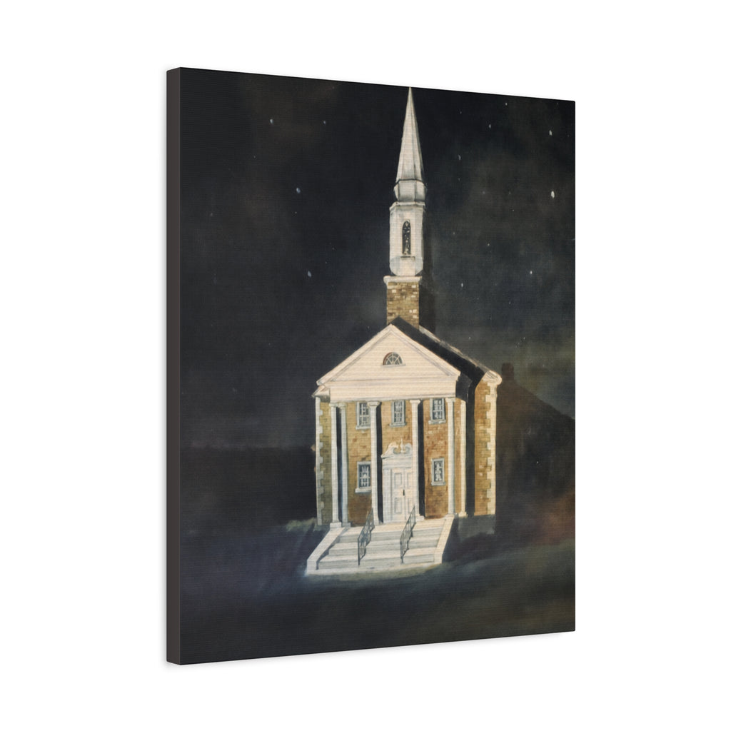 Nighttime Church Painting/ Matte Canvas