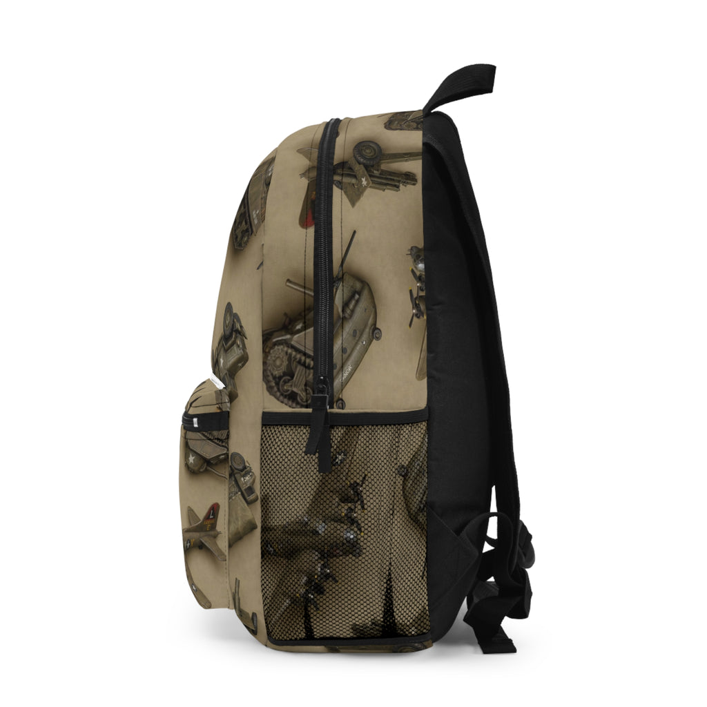 Vintage Military Tanks and Planes Backpack | Camouflage Army Pattern
