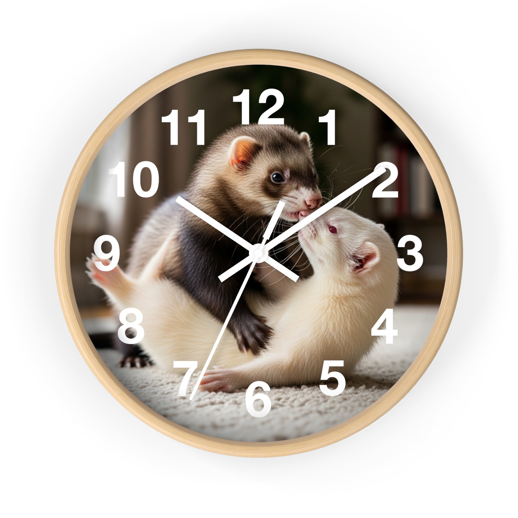 Ferret Pair Wall Clock — Cute Ferret Photo Clock for Pet Lovers