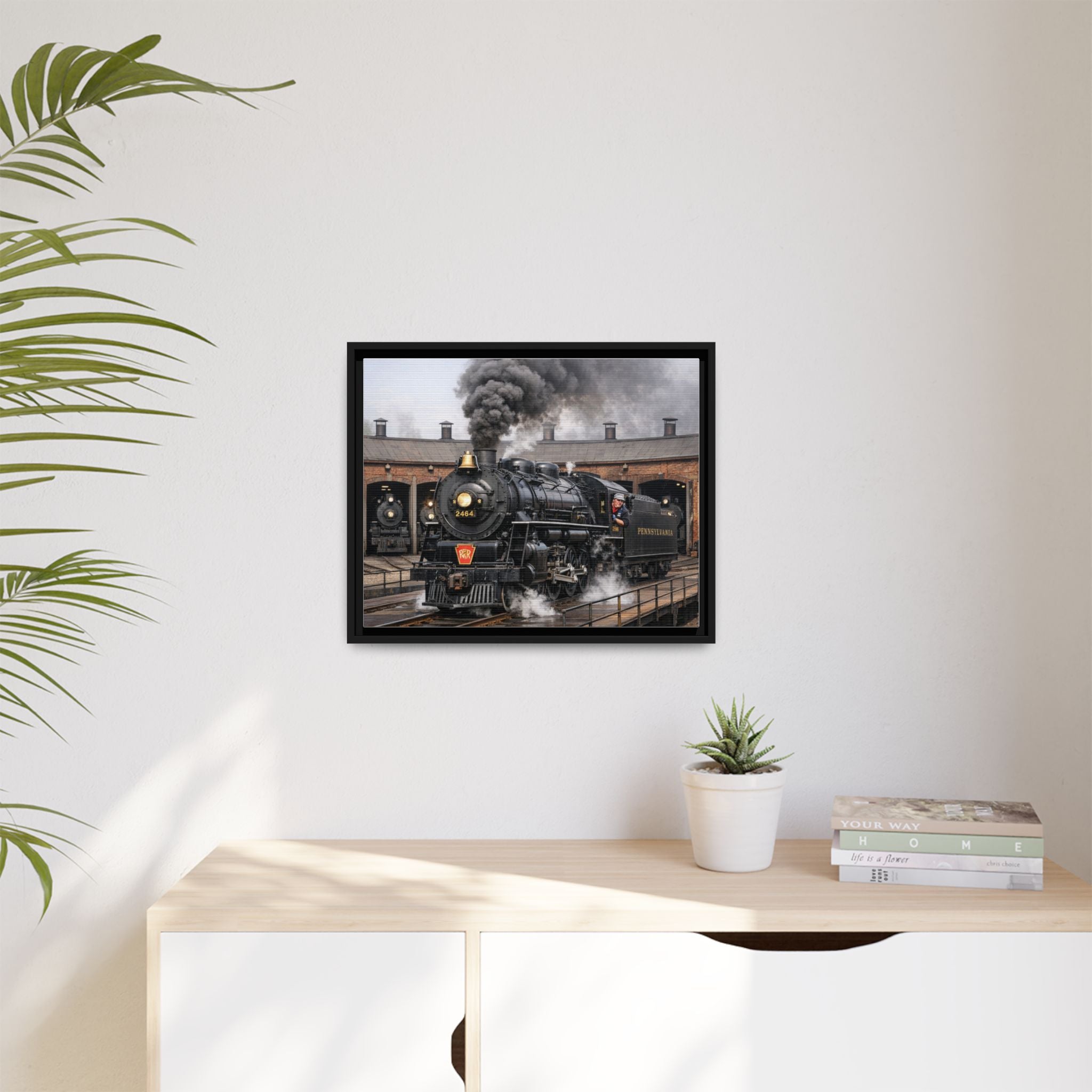 Framed Steam Train/Matte Canvas60 (Multi-color)