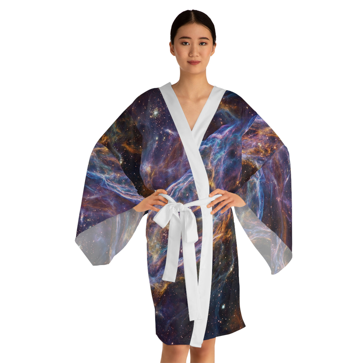 Cosmic Nebula Print Kimono Robe