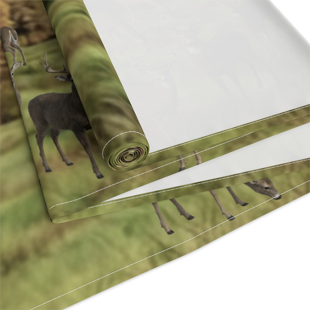 Fall Deer Table Runner | Autumn Wildlife Dining Decor (Cotton & Poly)