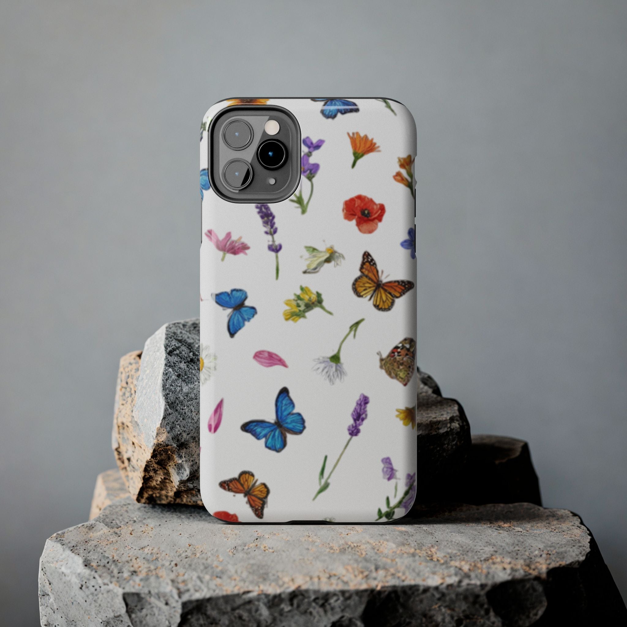 Butterfly Meadow Tough Phone Case / Floral Protective Phone Cover