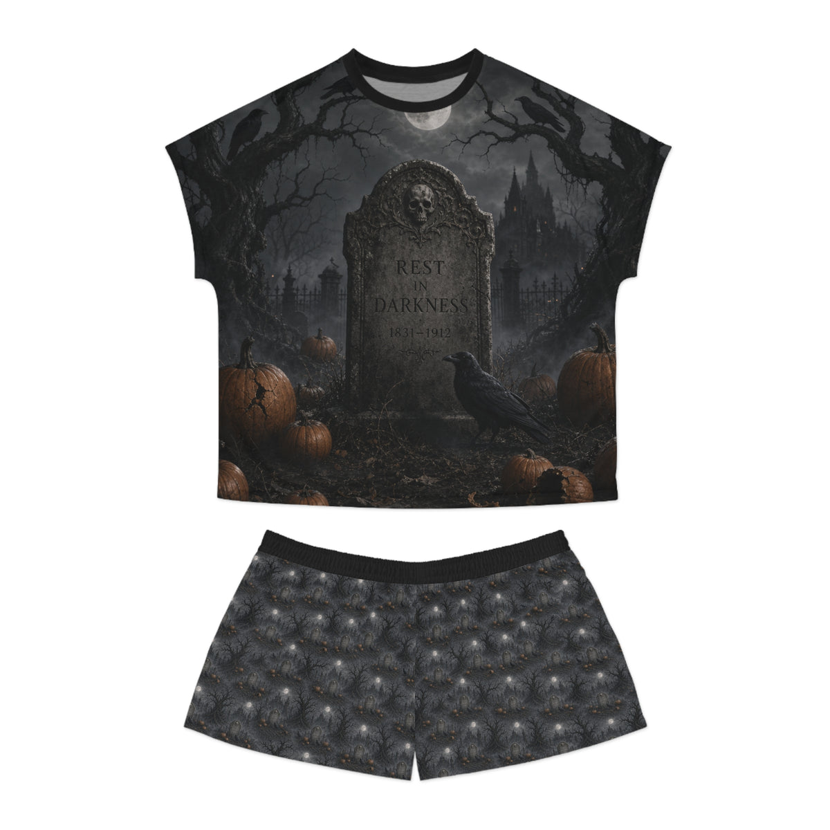 Rest in Darkness Tombstone Pajama Set | Halloween Sleepwear
