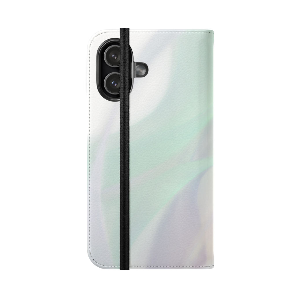 Pastel Marble Flip Case / Soft Watercolor Phone Wallet Cover with Card Slots
