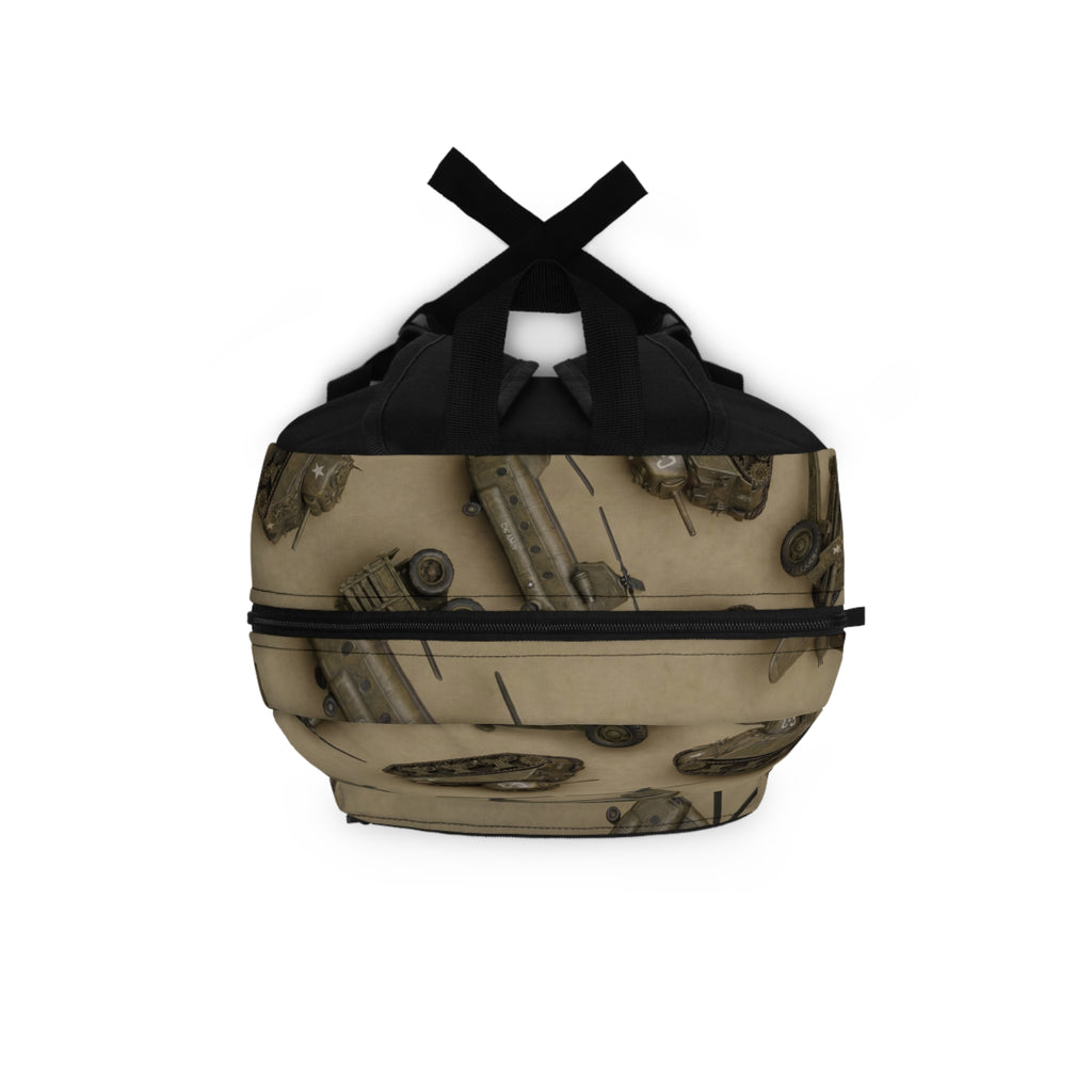 Vintage Military Tanks and Planes Backpack | Camouflage Army Pattern