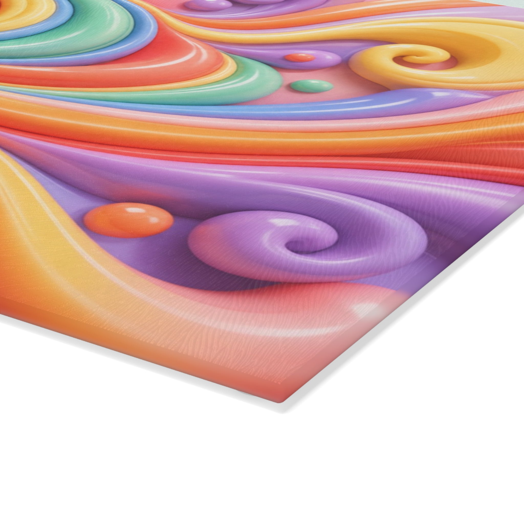 Rainbow Swirl Glass Cutting Board | Pastel Spiral Kitchen Decor