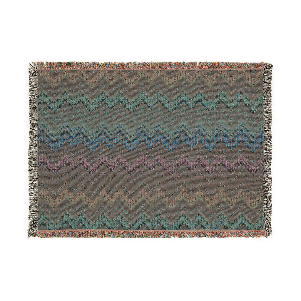 Chevron Ombré Woven Fringe Blanket - Multicolor Zigzag