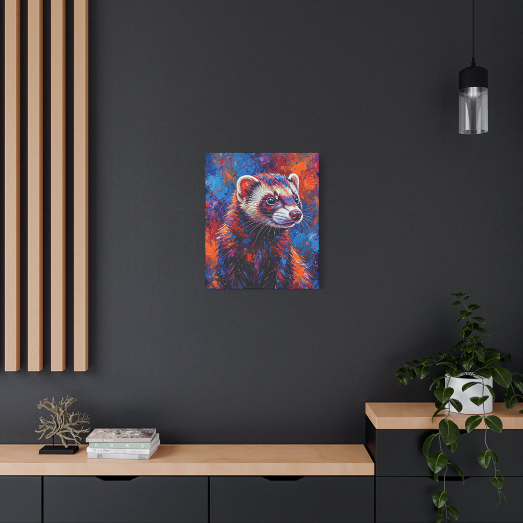 Colorful Ferret Canvas Print /Vibrant Pop-Art Animal Wall Art