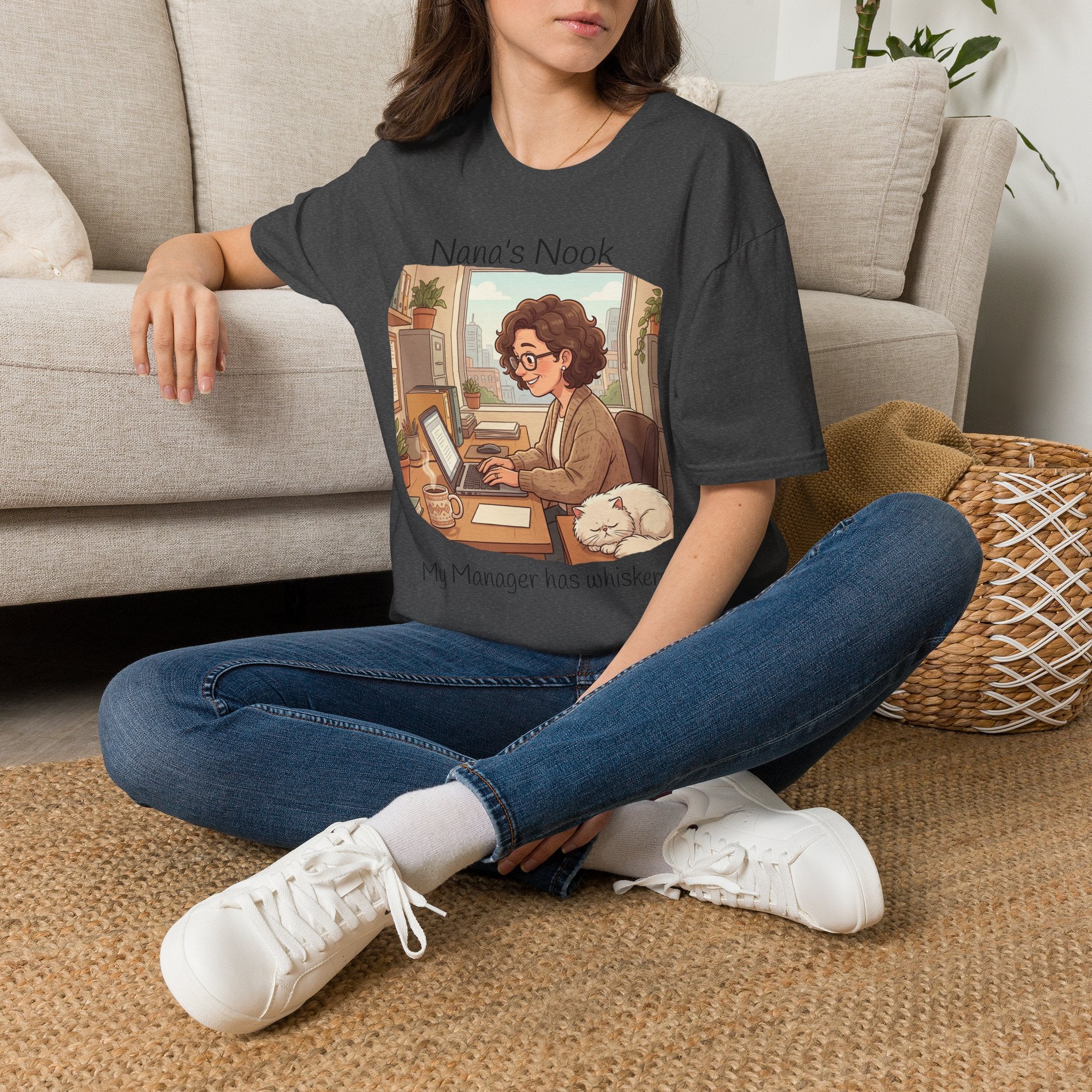 T-Shirt / "Nana's Nook: My Manager Has Whiskers" Cozy Grandma Cat Lover Tee