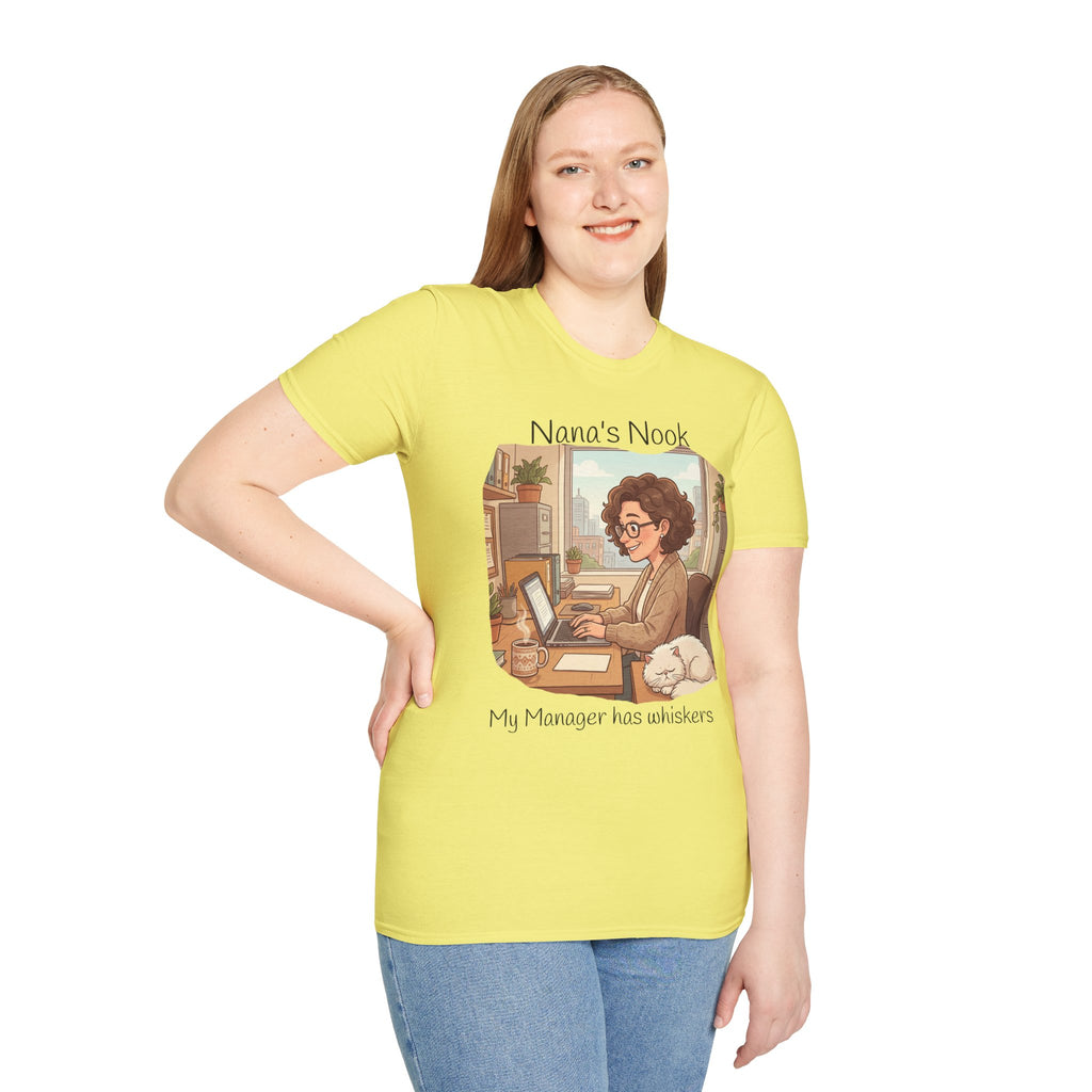 T-Shirt / "Nana's Nook: My Manager Has Whiskers" Cozy Grandma Cat Lover Tee